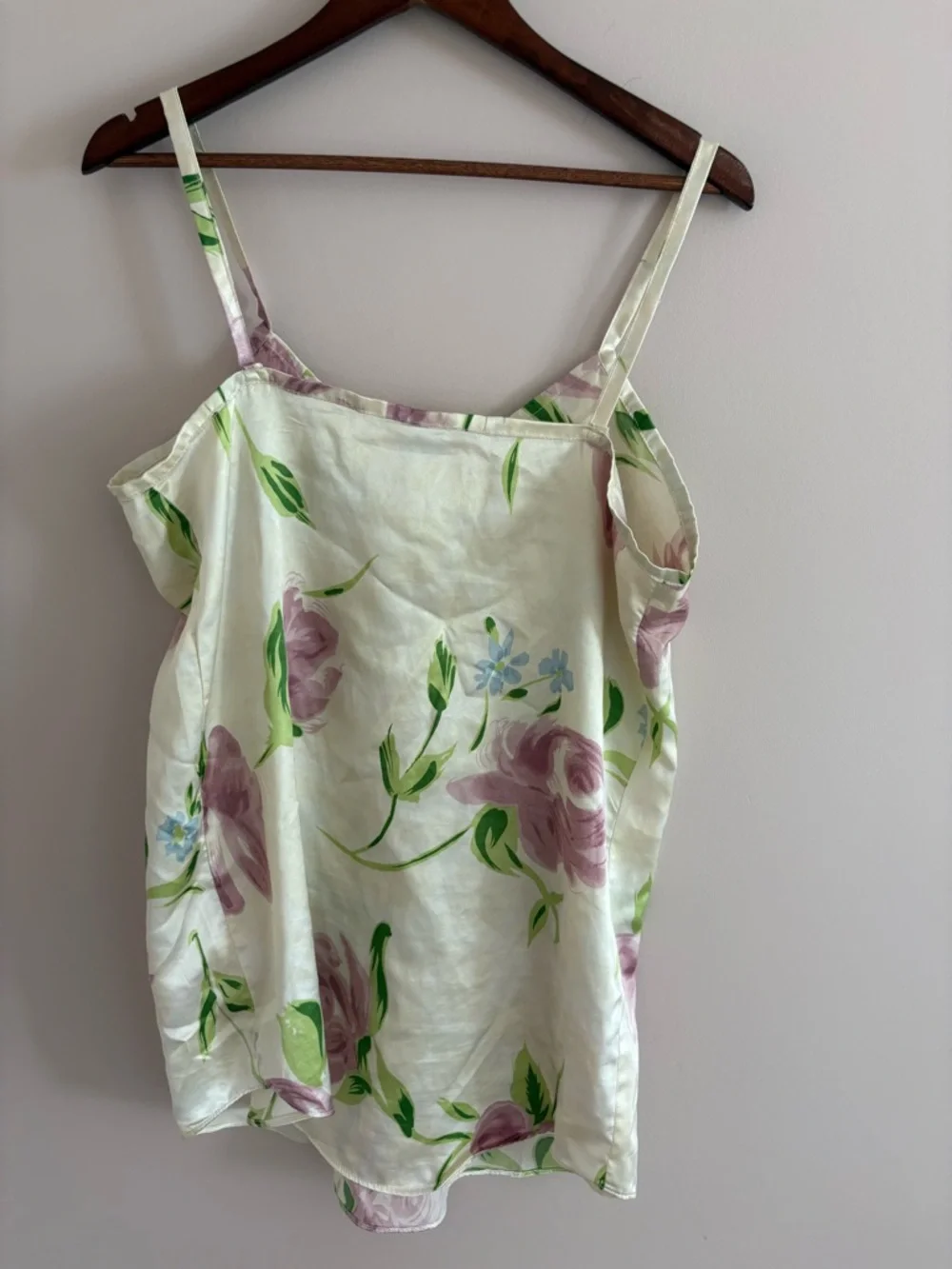 Floral Silk-Look Spaghetti Strap Cami - Cream with Lilac Roses - Picture 6 of 6